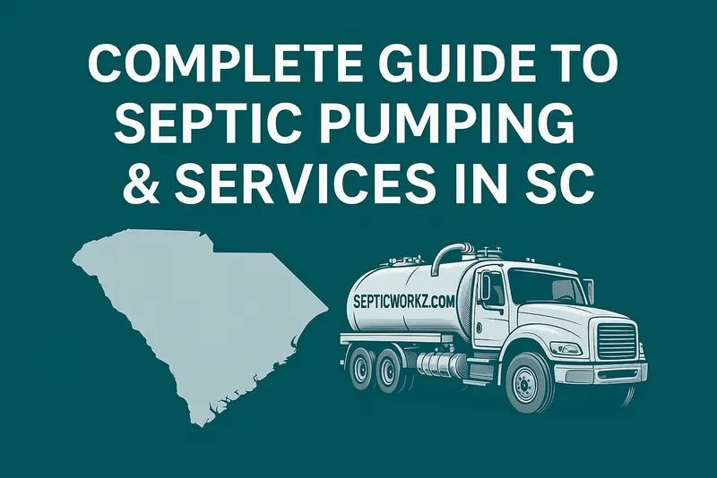 South Carolina map with septic pumping truck service area