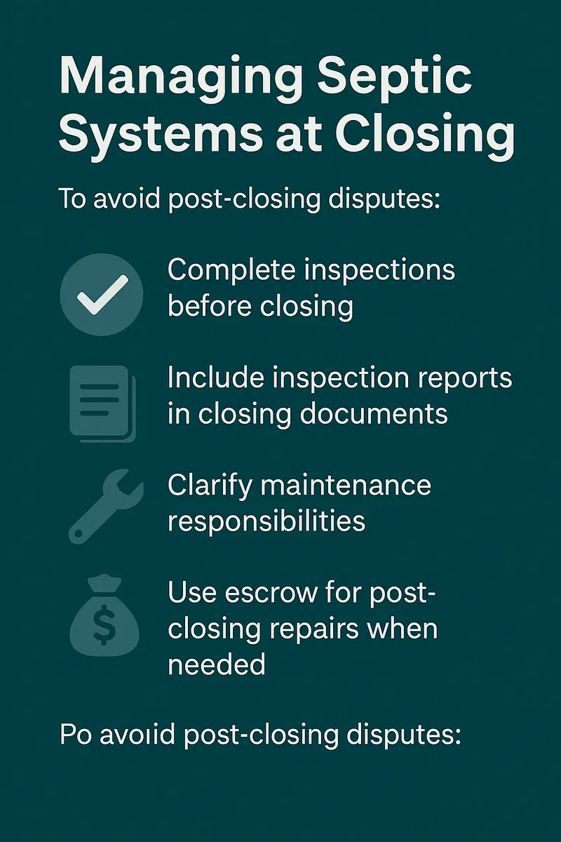 Managing septic inspections and documentation at real estate closing