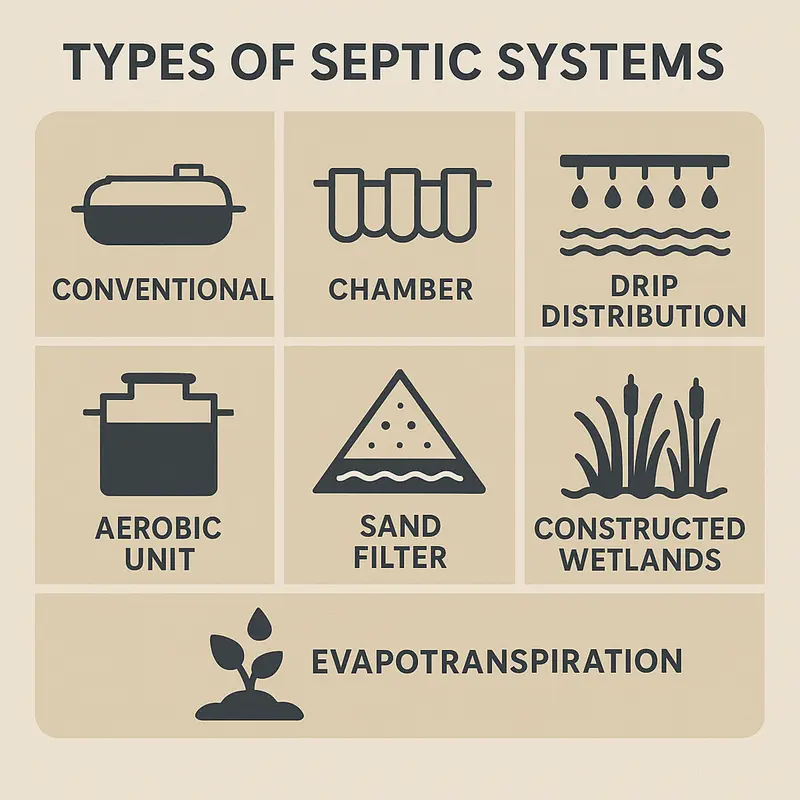 Grid showing different septic system types for real estate agents