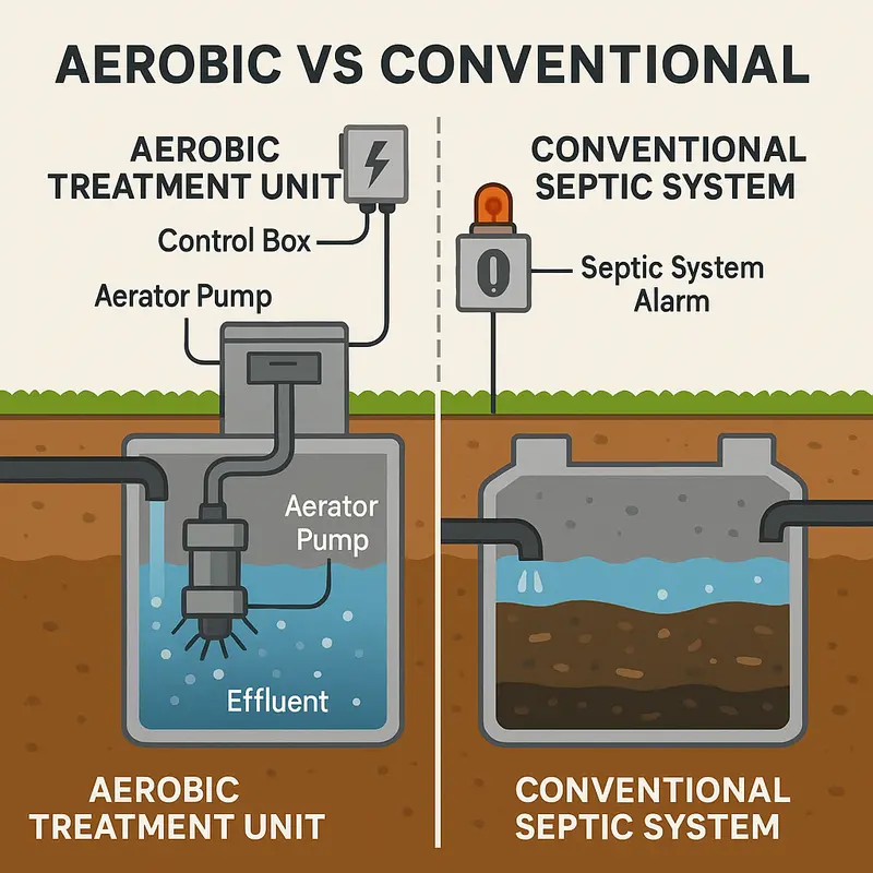 Aerobic treatment unit septic system with oxygen injection for enhanced treatment