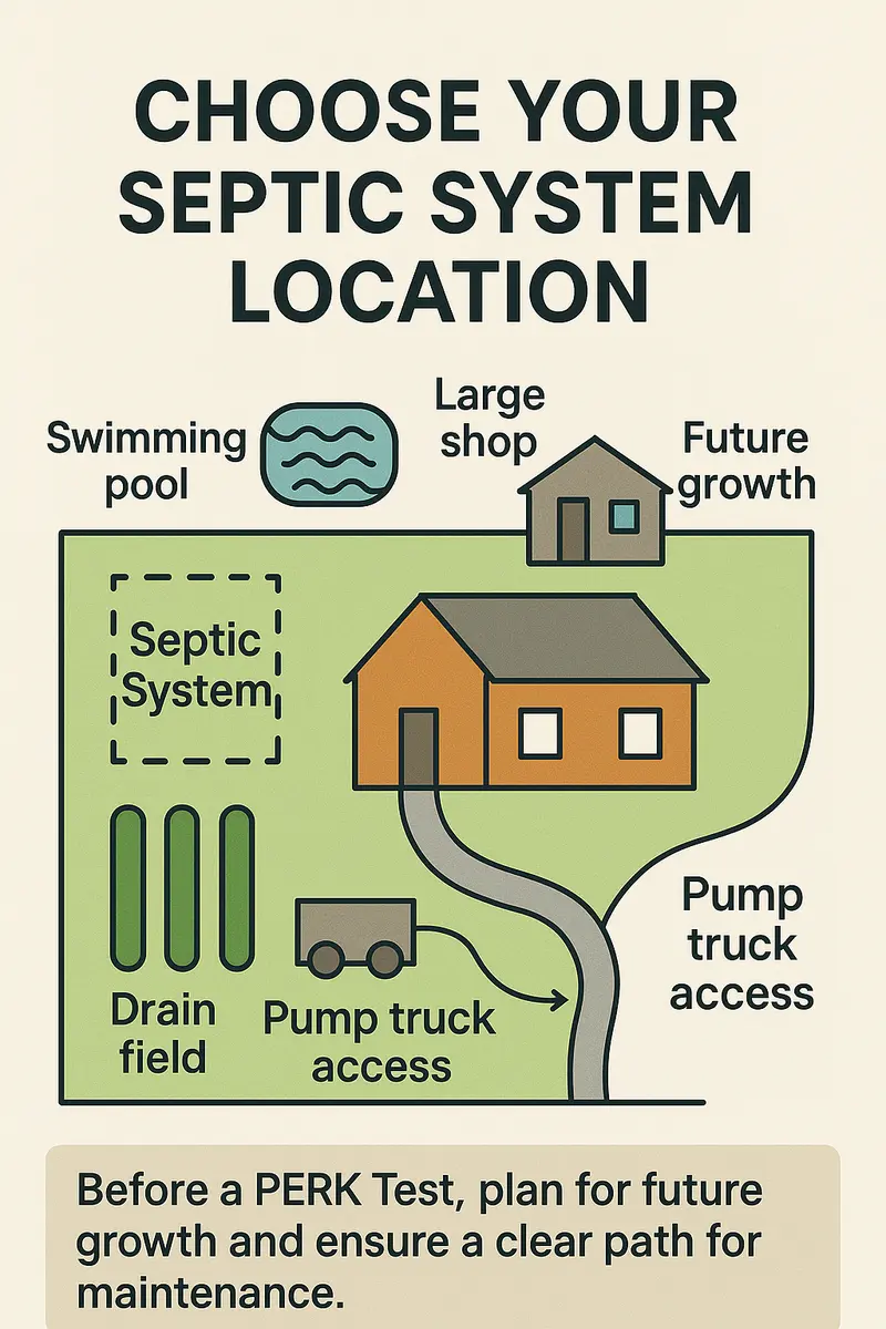 Property planning considerations for septic system installation and placement